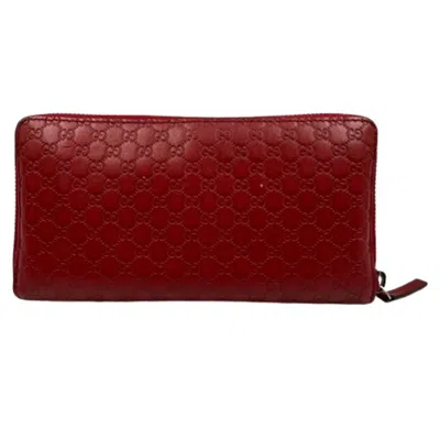 Pre-owned Gucci Red Color Leather Long Wallet (bi-fold) ()