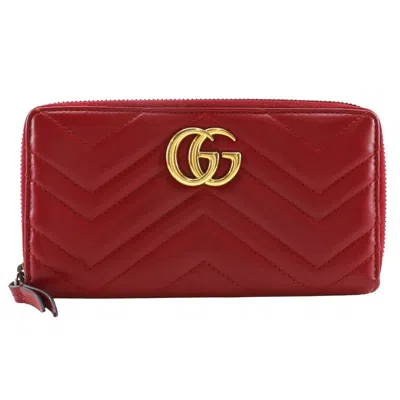 Pre-owned Gucci Red Color Leather Long Wallet (bi-fold) ()