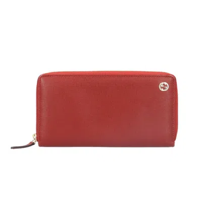 Pre-owned Gucci Red Color Leather Long Wallet (bi-fold) ()