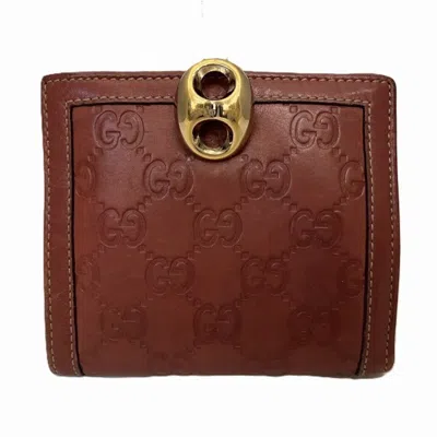 Pre-owned Gucci Red Color Leather Long Wallet (bi-fold) ()