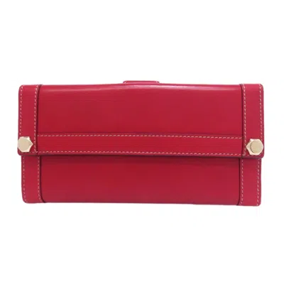Pre-owned Gucci Red Color Leather Long Wallet (bi-fold) ()