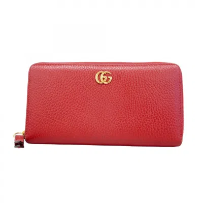 Pre-owned Gucci Red Color Leather Long Wallet (bi-fold) ()