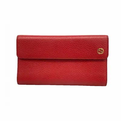 Pre-owned Gucci Red Color Leather Long Wallet (bi-fold) ()