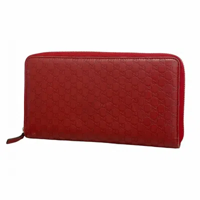 Pre-owned Gucci Red Color Leather Long Wallet (bi-fold) ()