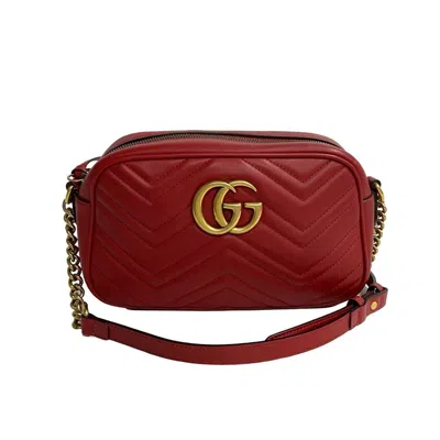 Pre-owned Gucci Red Color Leather Pochette Shoulder Bag ()