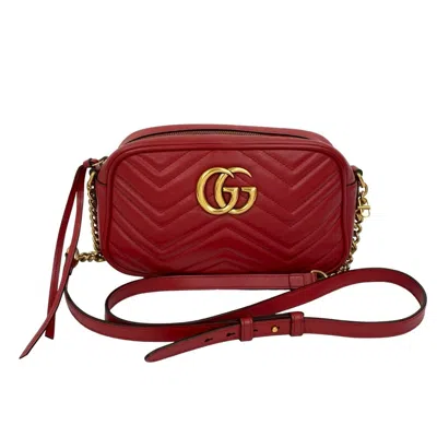 Pre-owned Gucci Red Color Leather Pochette Shoulder Bag ()