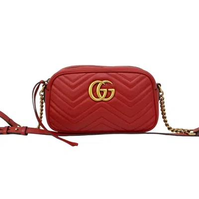 Pre-owned Gucci Red Color Leather Pochette Shoulder Bag ()