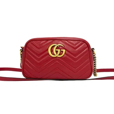 Pre-owned Gucci Red Color Leather Pochette Shoulder Bag ()