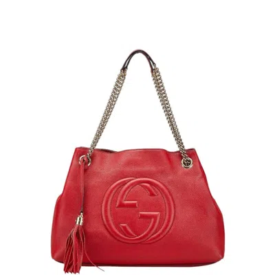 Pre-owned Gucci Red Color Leather Shoulder Bag Tote Bag ()