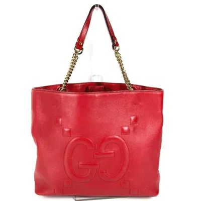 Pre-owned Gucci Red Color Leather Shoulder Bag Tote Bag ()
