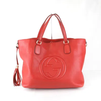 Pre-owned Gucci Red Color Leather Tote Bag ()