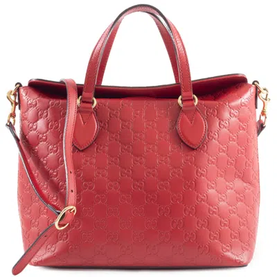 Pre-owned Gucci Red Color Leather Tote Bag ()