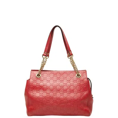 Pre-owned Gucci Red Color Leather Tote Bag ()