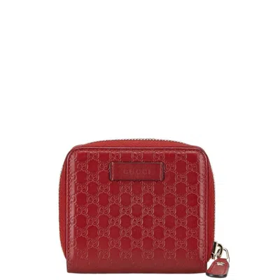 Pre-owned Gucci Red Color Leather Wallet (bi-fold) ()