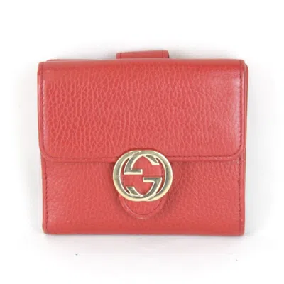 Pre-owned Gucci Red Color Leather Wallet (bi-fold) ()