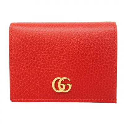 Pre-owned Gucci Red Color Leather Wallet (bi-fold) ()