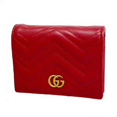 Pre-owned Gucci Red Color Leather Wallet (bi-fold) ()