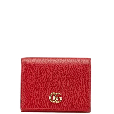 Pre-owned Gucci Red Color Leather Wallet (bi-fold) ()