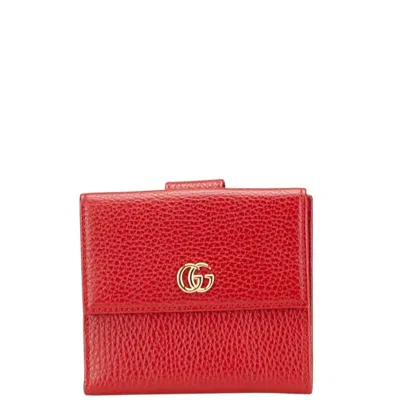 Pre-owned Gucci Red Color Leather Wallet (bi-fold) ()