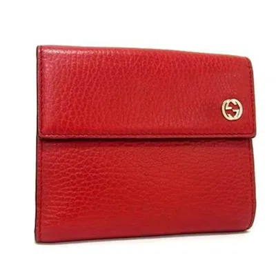 Pre-owned Gucci Red Color Leather Wallet (bi-fold) ()