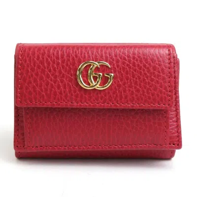 Pre-owned Gucci Red Color Leather Wallet (tri-fold) ()