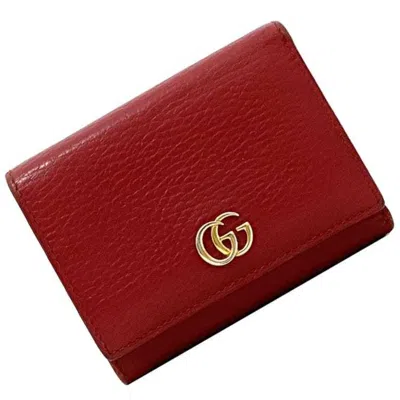 Pre-owned Gucci Red Color Leather Wallet (tri-fold) ()