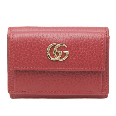 Pre-owned Gucci Red Color Leather Wallet (tri-fold) ()