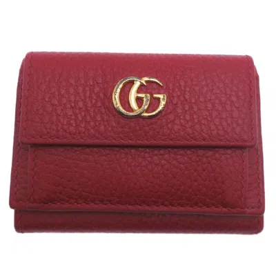 Pre-owned Gucci Red Color Leather Wallet (tri-fold) ()