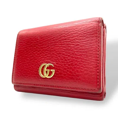 Pre-owned Gucci Red Color Leather Wallet (tri-fold) ()