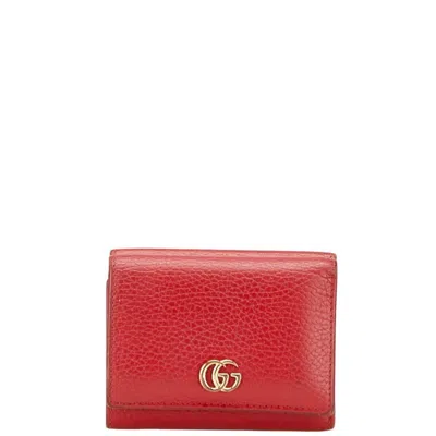 Pre-owned Gucci Red Color Leather Wallet (tri-fold) ()
