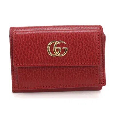 Pre-owned Gucci Red Color Leather Wallet (tri-fold) ()