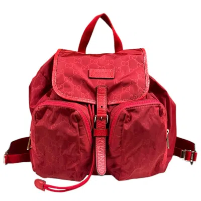 Pre-owned Gucci Red Color Nylon Backpack ()