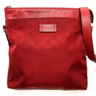 Pre-owned Gucci Red Color Nylon Leather Shoulder Bag ()