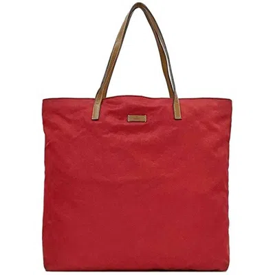 Pre-owned Gucci Red Color Nylon Leather Tote Bag ()