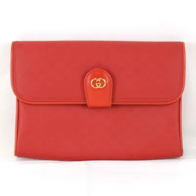 Pre-owned Gucci Red Color Pvc Leather Clutch Bag ()