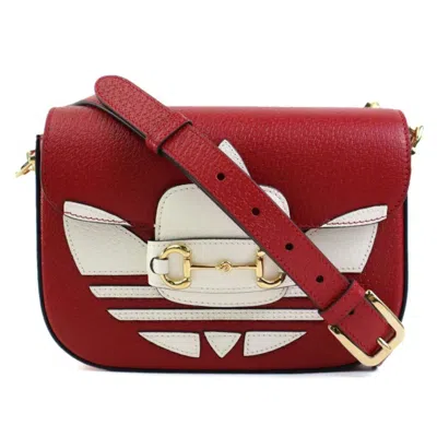 Pre-owned Gucci Red Color White Leather Shoulder Bag () In Red Color, White