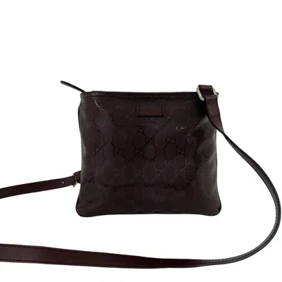 Pre-owned Gucci Red Color Wine Leather Pvc Pochette Shoulder Bag ()