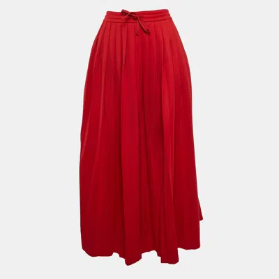 Pre-owned Gucci Red Cotton Blend Knit Pleated Maxi Skirt L