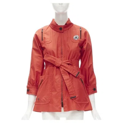 Pre-owned Gucci Red Cotton Elasticised Waist Belted Anorak Parka Jacket It36 S