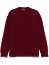 Gucci Red Crewneck Sweater With Web Detail In Ribbed Wool Blend Man In Red
