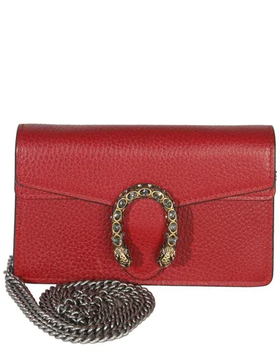 Gucci Red Dollar Calfskin Crystal Super Mini Dionysus (authentic Pre-loved)