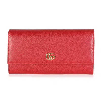 Pre-owned Gucci Red Dollar Calfskin Gg Marmont Continental Wallet