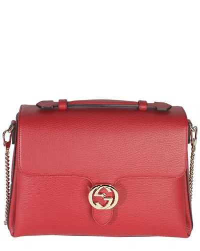 Gucci Red Dollar Calfskin Medium Interlocking G Top Handle Bag (authentic Pre-  Loved)