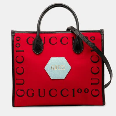 Pre-owned Gucci Red Felt 100 Centennial Satchel