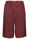 Gucci Red Geometric Houndstooth Print Shorts In Viscose Man In Red