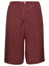Gucci Red Geometric Houndstooth Print Shorts In Viscose Man In Multicolor