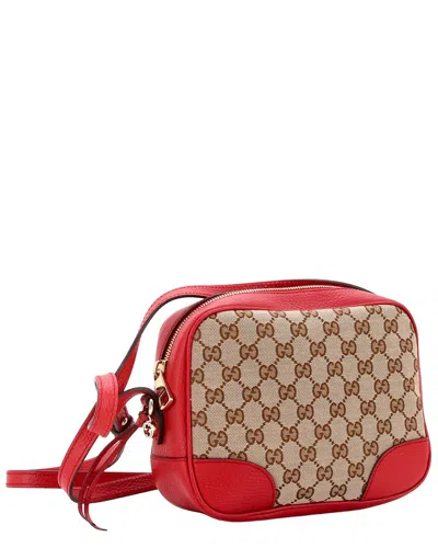 Gucci Red Gg Canvas & Leather Bree Disco Crossbody Mini (authentic Pre-loved)