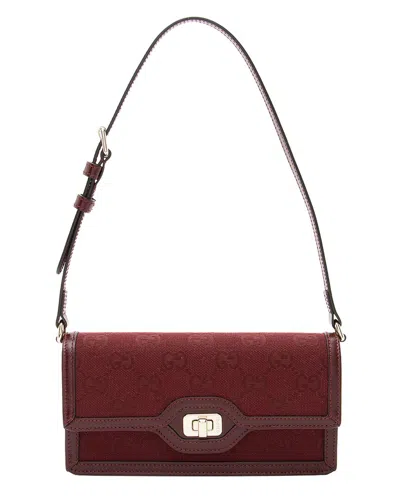 Gucci Red Gg Canvas & Leather Luce Mini Shoulder Bag (authentic Pre-loved) In Burgundy