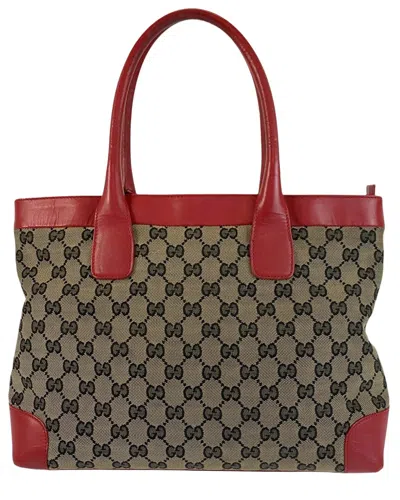 Gucci Red Gg Canvas Tote (authentic Pre-loved)