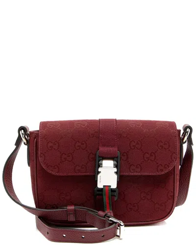 Gucci Red Gg Canvas Web Buckle Mini Crossbody (authentic Pre-loved)